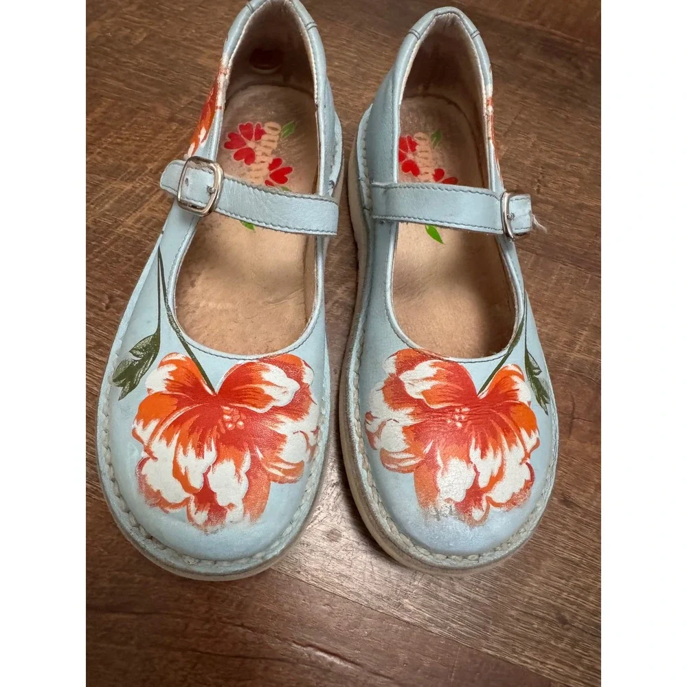 Vintage Y2K Naturino Floral Leather Mary Jane Shoes Girls EU 30